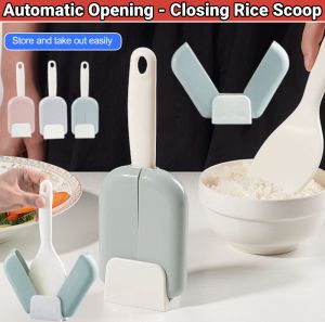 Automatic Opening - Closing Dust Cover For Rice Scoop Non-Stick Stand Up Rice Spoon Kitchen Suction Cooker Scoop Rack