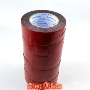 Băng keo 2 mặt xốp đỏ rộng 2cm dài 6 mét lõi giấy 3mm - 1 cây có 12 cuộn
