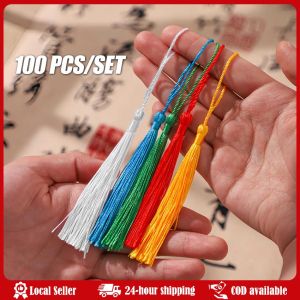 100Pcs 13cm Silky Tassels with Cord Loop Handmade Soft Flossy Bookmark Tassel for Jewelry Making DIY Craft Sewing Accessory Silky Bookmark Tassels Handmade Soft Craft Tassels Key Chain Tassels for Jewelry Making DIY Crafts Accessories