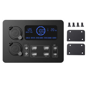 LCD Display Power Box Adapter Mini Power Box Portable Control Hub with LED Lights 100W 12V with LED Lights for RVs SUVs Boats