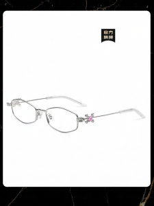 Evil Pet | Silver Polygon Ladies Jewelry Collection Blue Light Blocking Prescription Glasses Titanium Frame