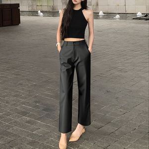 PIAOYA | Relaxed High Waist Cropped Wide Leg Trousers