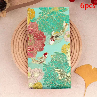 6pcs New Red Envelope Universal Creative Koi High-end Envelope Wallet Spring Festival Wedding Lucky Blessing Red Envelope