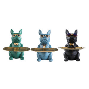 【New Arrival】 Bulldog Storage Tray Key Holder Tray Multifunctional Animal Sculpture Tray Bulldog Key Bowl for Entrance Living Room