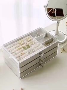 1PC Capacity High-grade Exquisite Anti-oxidation Three Drawer Desktop Jewelry Bracelet Ring Jewelry Large Storage Box