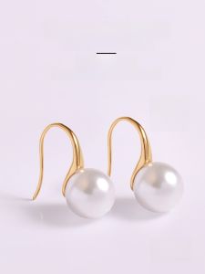 18K Gold High Heel Shoes Ear Hook Earrings Stud Earrings Pearl Eardrop Frame Gold K Gold Plain DIY Half Hole round Beads Accessories