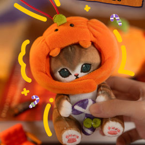 ใหม่ Mofusand ฟักทองฮาโลวีน Hood ตุ๊กตา Plush กระเป๋าเป้สะพายหลังจี้มือน่ารักเดสก์ท็อปเครื่องประดับของเล่น Key CHAIN วันหยุดของขวัญ