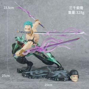 Bandai | HOT A Cartoon Character of GK Roronoa Zoro Three Largest Cartoon Statues Action Figure Collection Toy Model.