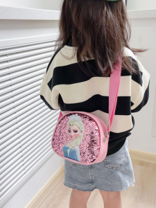 New Arrival Girls Bags Crossbody Bag Little Princess Cute Girl Elsa Childrens Satchel Cartoon Sequins Shoulder Bag