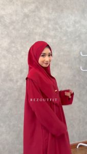 Abaya Set Hijab Bergo Crinkle Airflow | Gamis Crinkle Set Hijab Bergo | Setelan Hijab Gamis Kekinian