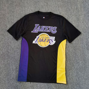 American Style Basketball Short Sleeve Training T-Shirt Quick Dry Mesh Splicing Color Block Los Angeles Lakers James Mens Sportswear