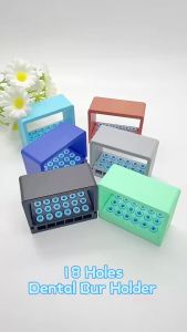 Dental 18Holes Color Burs Holder Sterilizer Drills Block for High/Low Speed Bur Box Silicone Autoclavable