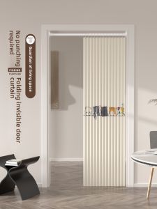 Foldable Thickened Bathroom Door Curtain Privacy Partition Magnet Windproof Hallway Waterproof Light-proof Room Divider