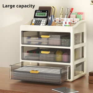 Large Capacity 3-Tier Clear Desktop Organizer Multi-Purpose Space-Saving Desktop Storage Case Transparent Drawer Storage for Cosmetics Stationery Electronics & Small Items