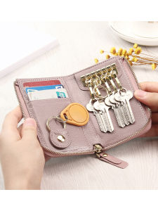 Leather Key Bag Womens South Korea Small Large Capacity Keychain Zipper Wallet Card Holder Two-in-One Key Bag