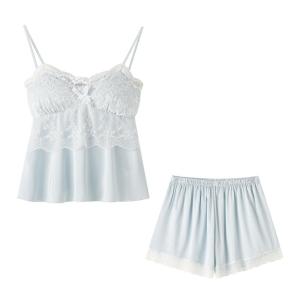 Bộ đồ ngủ BE cho nữ làm bằng lụa băng ren gợi cảm ngọt ngào có đệm ngực