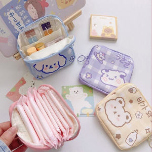Cartoon Sanitary Napkin Storage Bag Thickened Travel Sanitary Pads Tampon Storage Bag Napkins Dispenser Bag