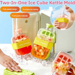 Two-In-One Ice Cube Kettle Easy Release Ice Cube Tray Ice Ball Mold Multi-Ftion Ice Cube Bottle