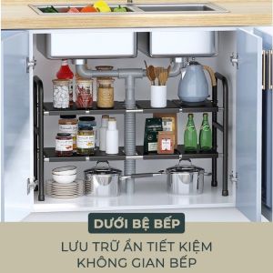 Kệ Gầm Bếp Kệ đựng đồ đa năng PiHouse Giá dưới bồn rửa Kệ bếp Giá đỡ với các tấm có thể tháo rời để lưu trữ tiện lợi