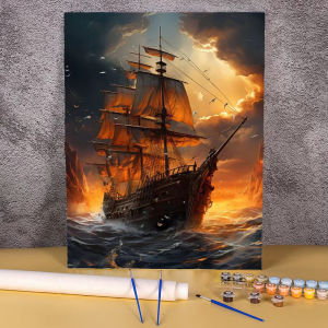 BILIBILI | Sailboat Paint By Number for Adults Sunset Seascape Drawing on Canvas Art Gift DIY Pictures By Number Modern Kits Home Decor