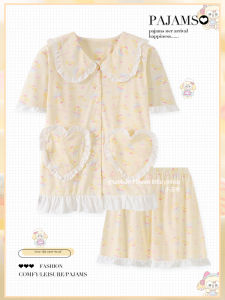 Qike Pure Cotton Summer Sleepwear Short Sleeve Home Clothes Womens Cute Chef Pancake Design Anti-Protrusion Comfortable Nightgown