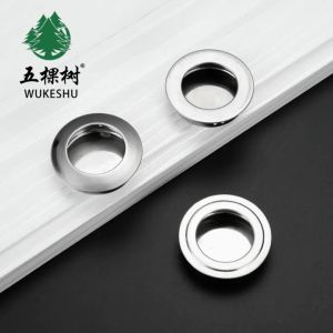 5pcs 35mm Cabinet Circle Handle - Stainless Steel Cabinet Drawer Hidden Door Hardware