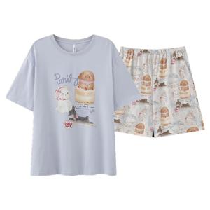 Bộ đồ ngủ nữ MiiOW Cat Lady vải cotton có đệm ngực in họa tiết