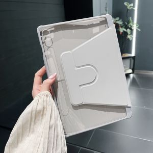 360 Rotation Y Folding Acrylic Transprent Case for Xiaomi Pad 7 Pad 6 Pro 6S Pro 12.4 with Pencil Holder Stand Casing