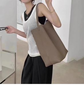 Leather Tote Bag Women Commuter Large Capacity Bucket Bag New 2025 Single Shoulder Handbag Korean Style Casual Youth Bag