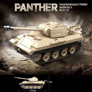 Ww2 Military World War German Leopard Medium Tank Building Blocks Bricks Kid Educational Toys for Children Boy Christmas Gifts