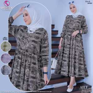 TERLARIS BAJU WANITA AILY MIDI DRESS MAXI - Gamis Busui Wanita Bahan rayon motif abstrack by Shofiya