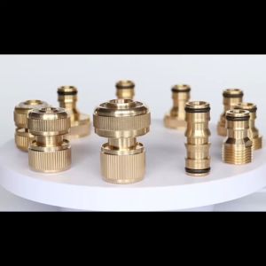 ข้อต่อสายยาง ข้อต่อเชื่อมสายยาง 2 ทิศทาง ข้อต่อทองเหลือง สำหรับก๊อกน้ำ ต่อสายยาง ชนิดสวมเร็ว ขนาด 1/2" (4หุน)