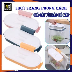 Giá Cài Tủ - Giá Treo Túi Rác Gắn Cửa Có Nắp Dậy Ngăn Mùi Tiện Lợi - Kệ Treo Túi Đựng Rác Nhà Bếp Thùng Rác Treo Tủ Bếp Tiện Dụng