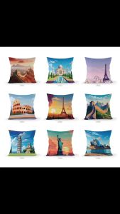 หมอนอิง สถานที่ท่องเที่ยว หมอนอิงโซฟา หมอน ตกแต่งห้องนอน ตกแต่งห้องนั่งเล่น บรรจุใยสังเคราะห์เกรดAคุณภาพดี ส่งในไทย