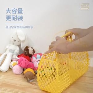 Hollow Jelly Beach Holiday Tote Bag Washing Storage Basket Reusable Home Organizer Plastic Portable Bath Basket Laundry Basket Mesh Hollow Handbag Summer Women Plastic Bath Basket Washing Storage Basket Home Organizer Jelly Beach Tote Bag