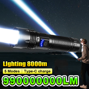 990000000LM LED Strong Light Tactical Torch Rechargeable Portable Flashlight High Power Outdoor Emergency Camping Lantern
