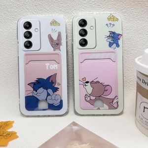 New Phone Case Samsung Galaxy A16 A06 A55 A35 A25 A15 A05s A05 LTE 4G 5G Ins Trend Creative Fashion Cute Cartoon Couple Casing Anti-fall Shockproof Card Holder Soft Cover 2024