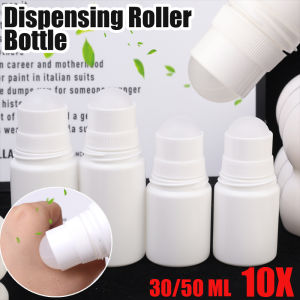 [Phụ nữ quyến rũ] 10/5 chai nhựa trắng Chai lăn rỗng có thể nạp lại bóng lăn cầm tay 30/50ml dùng để khử mùi dầu Essential mỹ phẩm nước hoa