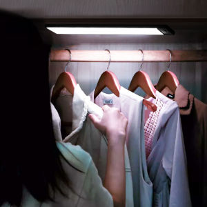 NSS LED Wireless Smart Induction Motion Sensor Closet Light USB Rechargeable Ultra Thin Magnetic Wardrobe Lamp Led Cabinet Light Portable Night Lights For Desk Wardrobe Bathroom Bedroom Closet Cupboard Shelve Lighting