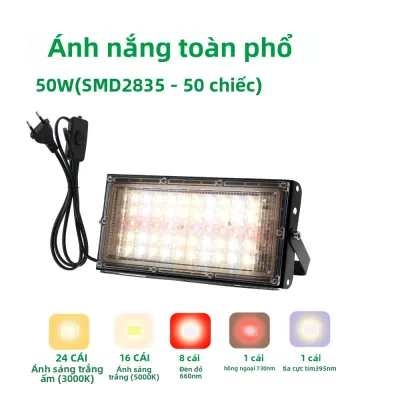 Đèn LED Quang Phổ Toàn Diện 50W 100W Mô Phỏng Ánh Sáng Mặt Trời Đèn Trồng Cây Cho Nhà Kính Trồng Thủy Canh Tăng Trưởng Cây Trồng Trong Nhà Chiếu Sáng Trong Nhà