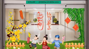 Decal dán tường dán tường dán kính mẫu ngẫu nhiên siêu dễ thương có sẵn keo