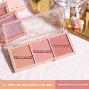 MONLEYTA | Afternoon Tea Three Color Blush Palette Womens Nude Makeup Genuine Natural Purple Orange Pink Milk Tea Color 2025 New Model