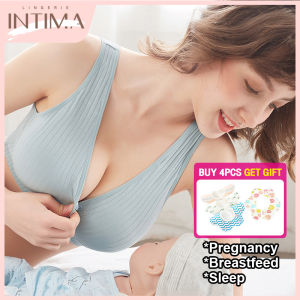 INTIMA Cotton Nursing Bras Summer Breathable Breastfeeding Bra for Women Maternity Bra Plus Big Size Easy Feeding Wire Free Lingerie Underwear