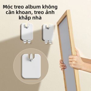 1/10 Chiếc Đục Lỗ Tự Dán Khung Hình Móc Dán Tường Mạnh Mẽ Người Tổ Chức Liền Mạch Gỗ Móc Treo Hình Ảnh Nghệ Thuật