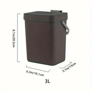 Small Plastic Trash Can Hanging Small Trash Can with Lid Under Sink for KitchenFood Waste Bin Mountable Garbage Can Bathroom