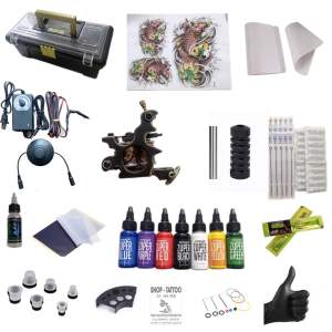 Bộ 1 máy xăm khung đồng M2 kèm 7 mực xăm và hộp đựng máy