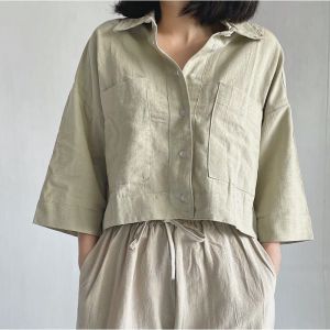 Kemeja crop wanita polos // atasan wanita // kemeja cewek