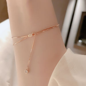 Double Layer Rose Gold Womens Bracelet 925 Sterling Silver Plated Fashionable Versatile New 2020 Simple Elegant Wrist Jewelry