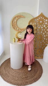 Hooneybee Humaira Dusty Pink - Gamis anak Perempuan [Size 2-10 Thn] Baju Kaos Cewek