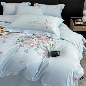 Luxury Style Embroidered Cotton Bedding Set 4Pcs